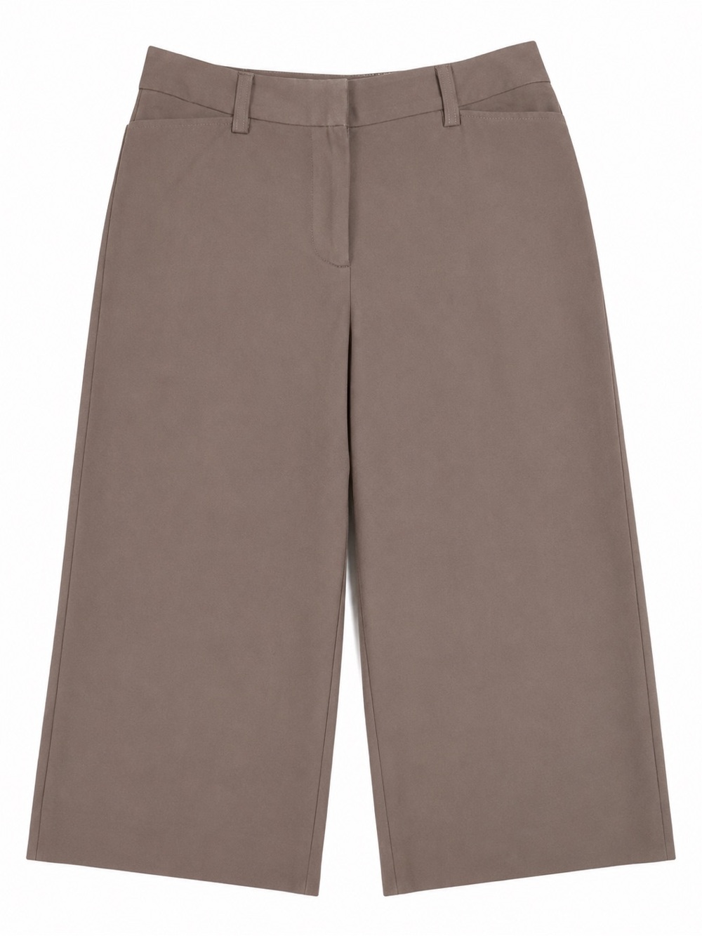 Karen Kane Taupe Wide Leg Cropped Culotte Pants Size 12 Career Office